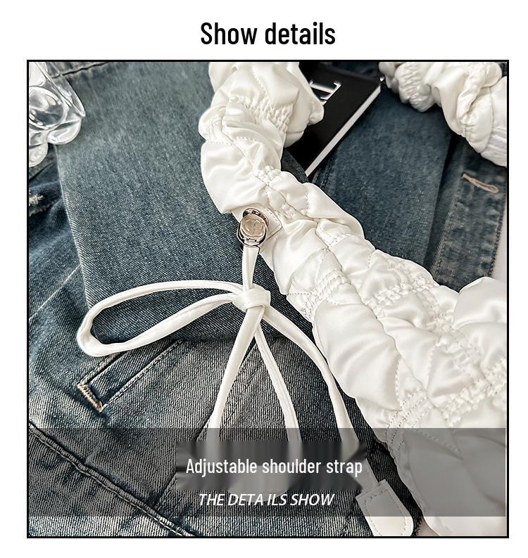 2025 Satin Pleated Dumpling Bag - Large Capacity, Diamond Embroidery, Elegant Shoulder Bag for Commuting & Outings