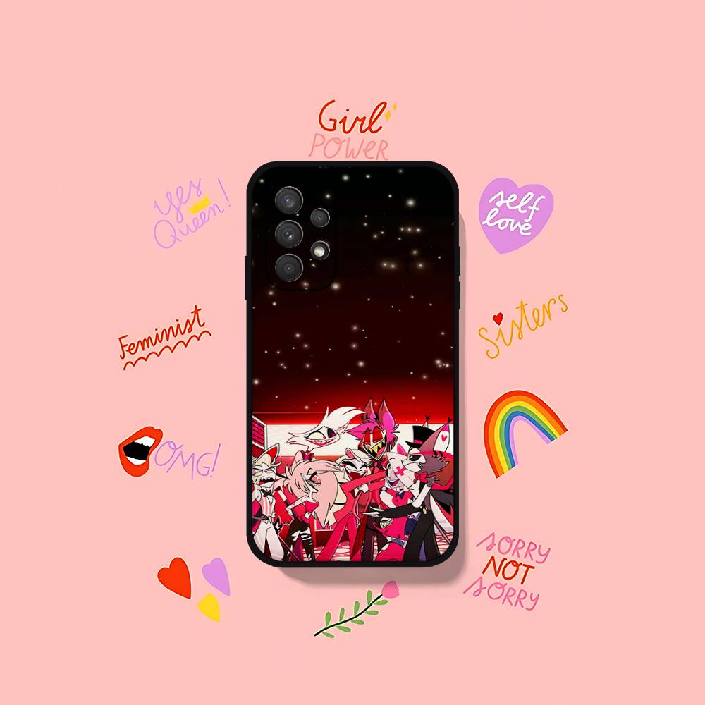 Etui na telefon Anime H-hazbin Hotel Dla Samsung S24/S25/S22 S30/A51 52/Lite/Ultra/5G/Plus/FE - Cienkie Odporne na wstrząsy Czarne Ochronne