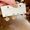 Elegant Pleated Zircon & Pearl Stud Earrings for Women