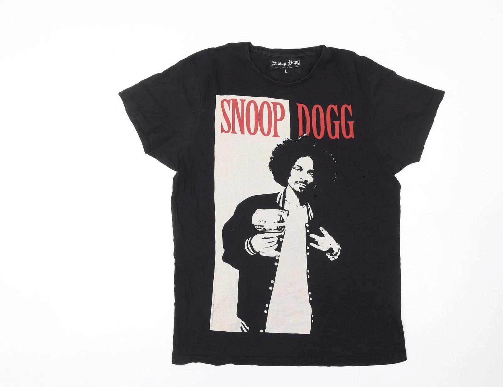 Snoop Dogg Men s Black Graphic Music T-Shirt Size L Vintage XL