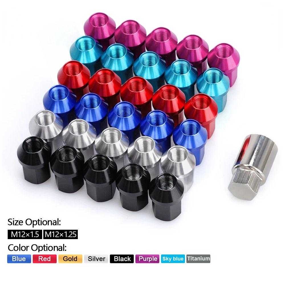 20PCS Aluminum Racing Lug Nuts - M12x1.5/M12x1.25 (35mm) Anti-Theft Wheel Nuts for Nissan/Toyota/Honda/Ford