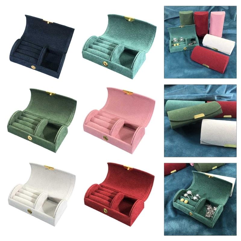 Portable Travel Jewelry Case With Initial and Flower Designs Sturdy Jewelry Organizers Accessory for Trendy Women