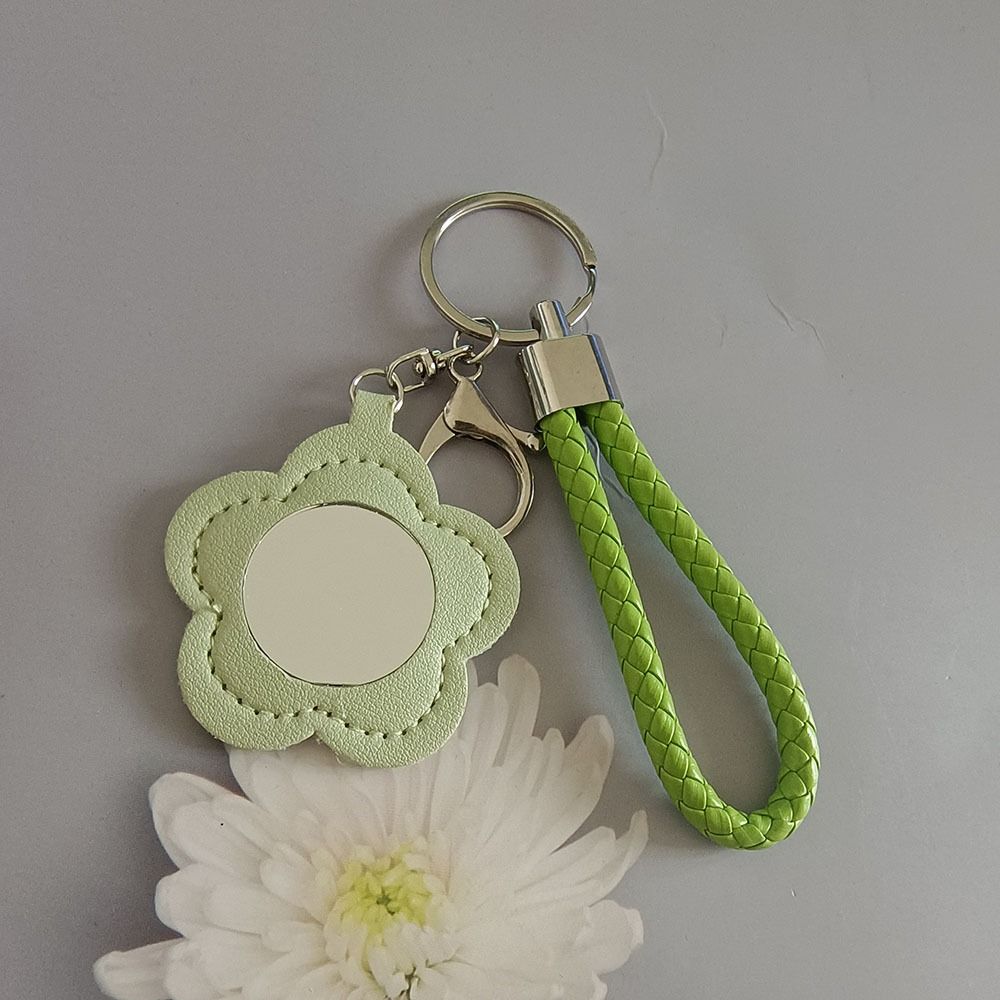 3Pcs PU Floral Keychain Mini Mirror Keychain Makeup Bag Pendant  for Women Bags
