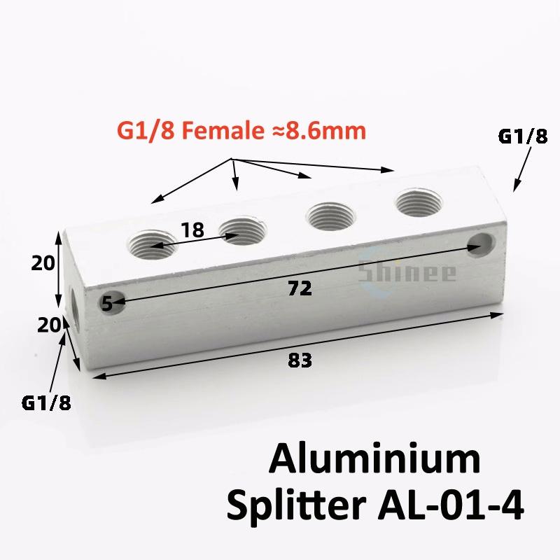 Aluminium Splitter 1/8" 1/2" BSP Internal Thread Port 2 3 4 5 6 7 8 9 10 Way 1/4 Pneumatic Air Manifold Distributor Connector