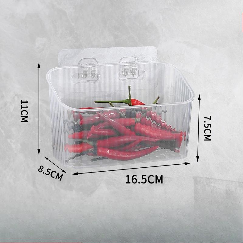 Kuchyňská úložná krabička na jarní cibulku, zázvor a česnek, Nástěnný úložný koš na potraviny, Úložné zařízení na potraviny s háčkem na odkapávací misku