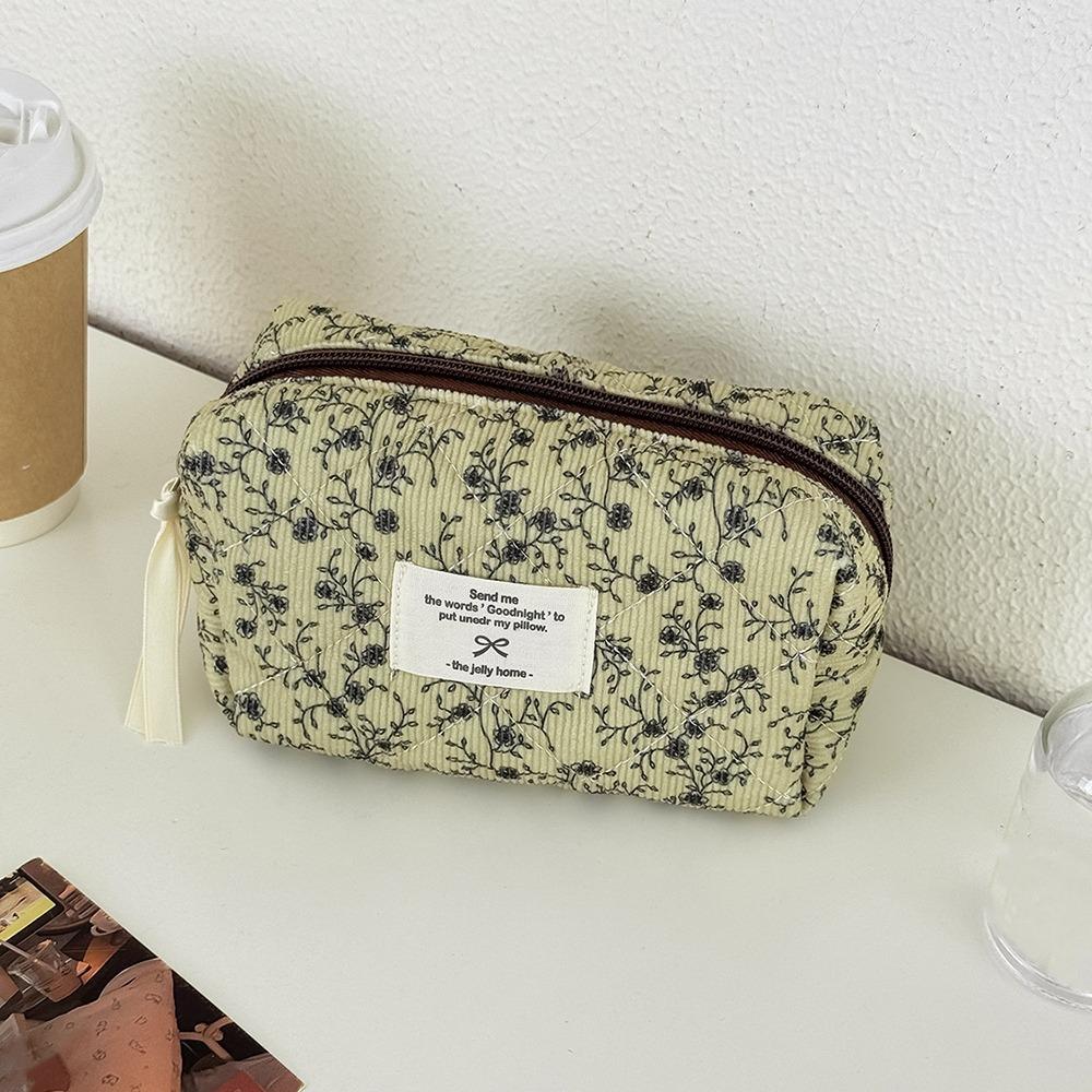 INS Floral Print Pen Bag Large Capacity Multifunctional Pencil Case Stationery Bag Students