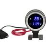 Round Digital Water Temperature Gauge LED Voltmeter DC 9V‑36V With Blue Light for Car Motorcycle ATV