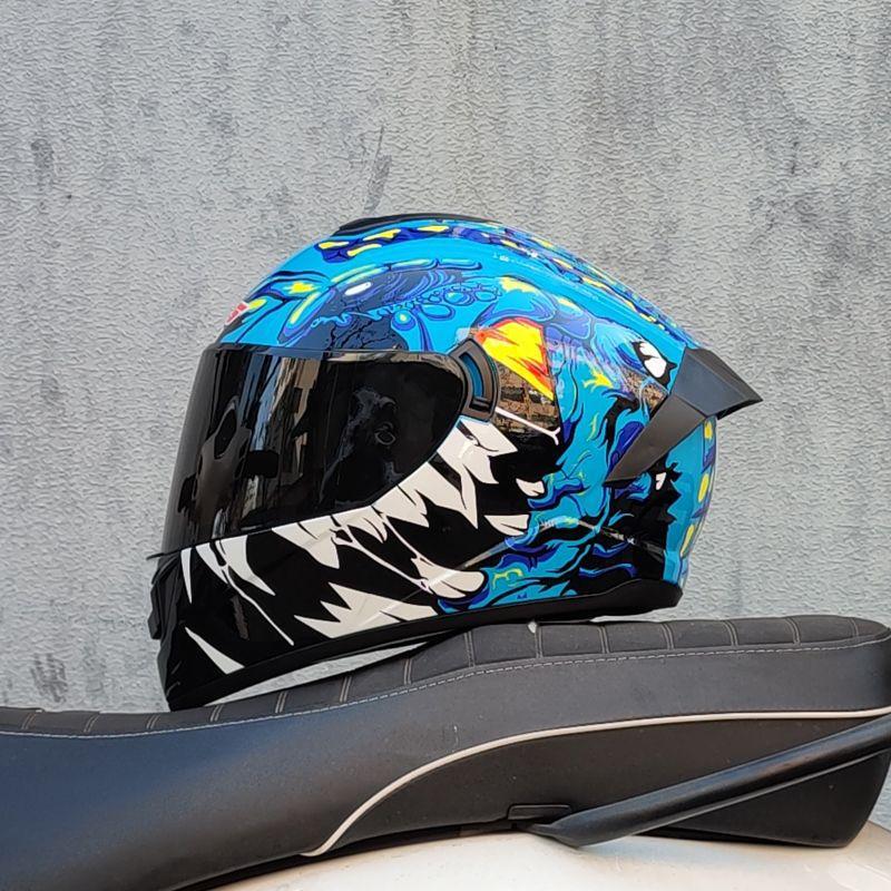 Motorcycle Helmet Men and Women Double Lens Party Sports Car Helmet New National Standard Four Seasons Personalized Bluetooth