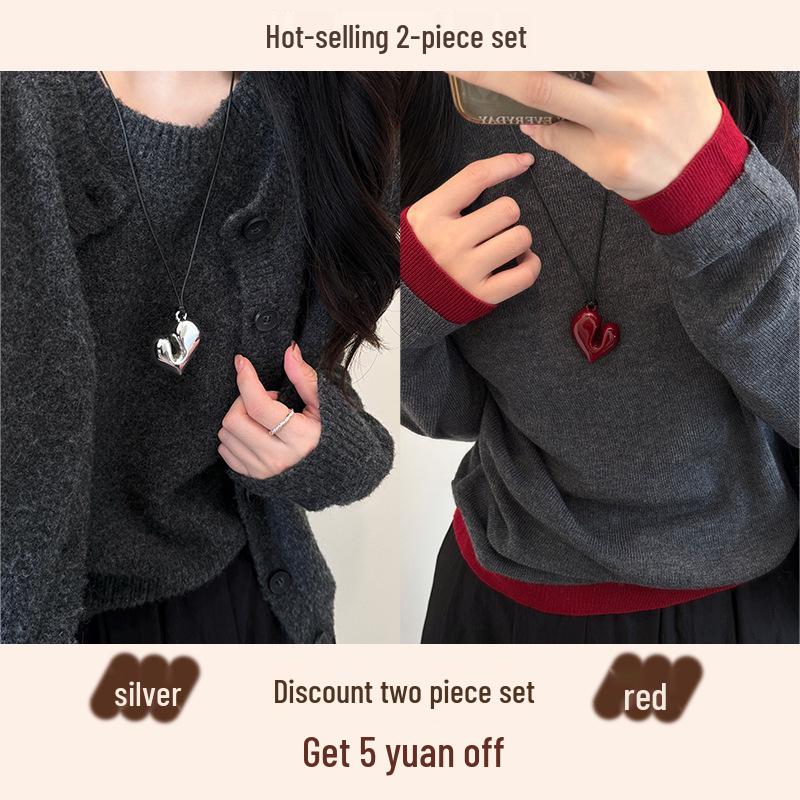 Svart Hjerte Tau Halskjede - Kvinners Edgy Søt Stil Choker