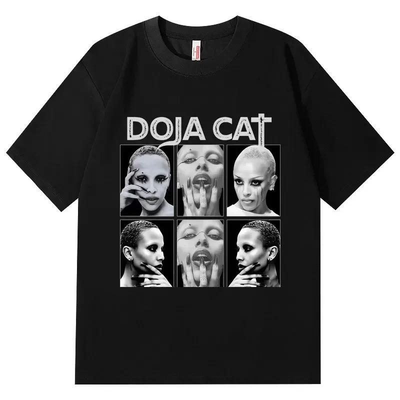Black Oversized Cotton T-Shirt Featuring Doja Cat’s Iconic Grayscale Makeup Collage Print T-shirt 4XL