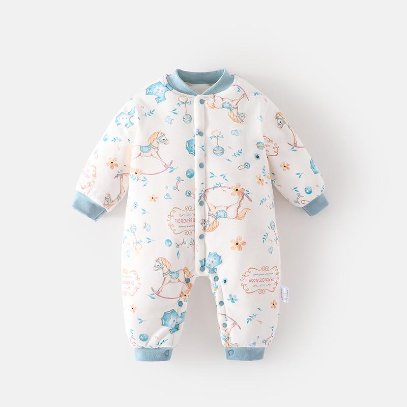Zesílený bavlněný overal pro novorozence Zimní sada: Hřejivá dětská kombinéza