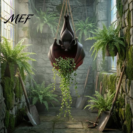 Halloween Theme Interior Embellishments Hanging Bat Plant Pot, Shaped Planter, 3D Printed Gothic Alternative Gardening Supplies Flower