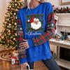 Women's Loose Drop Shoulder Long Sleeve Christmas Print Sweatshirt with Scalloped Wavy Hem Crewneck Pullover
