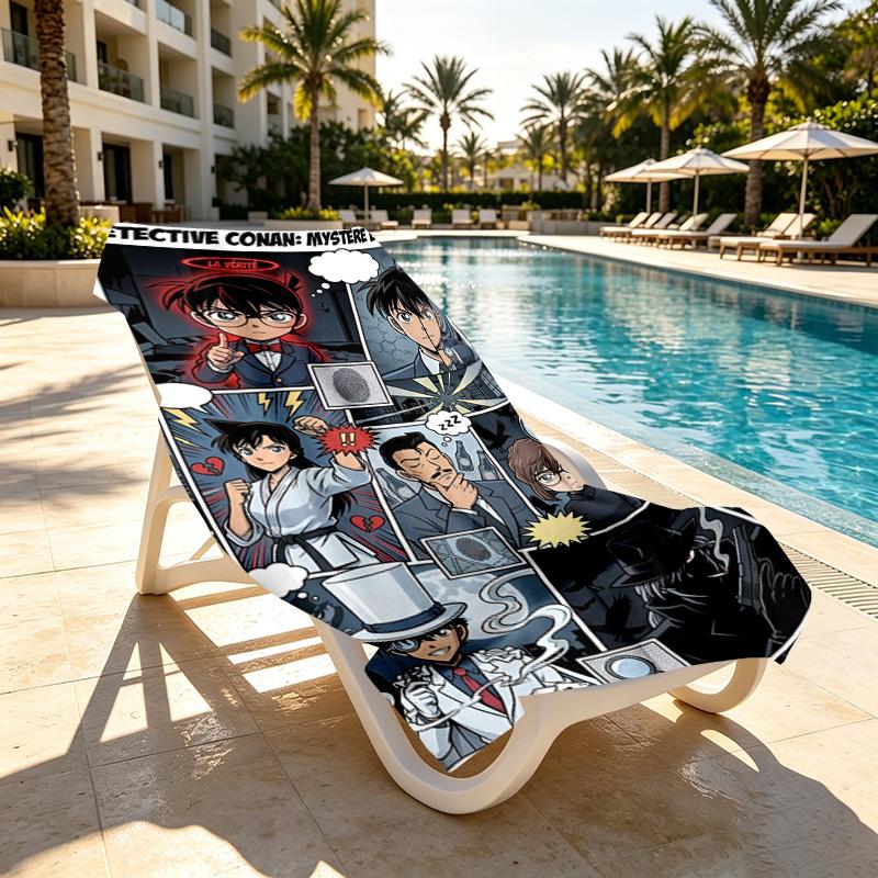 Detective Conan Print Beach Towel Design, Soft, Lightweight. for Home Bathroom, Spa, Pool, Yoga, Surfing, Camping, Gift for Family, Friend