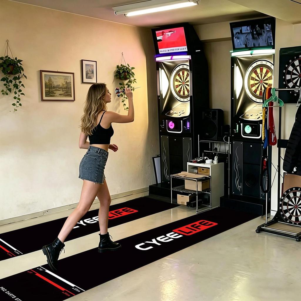 Dart Mat Floor Protection with Throw Line Non Slip Absorbent Fast Drying Training Dartboard Carpet for Game Room Bar