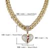 Heart Shaped Broken Pendant Couple Necklace Hip Hop Full Zircon Gold Colorful Two Tone Jewelry