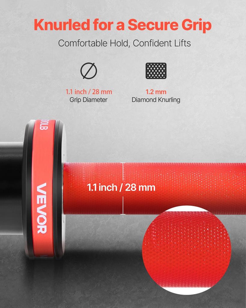 220cm Barbell Bar, Fit 2-Inch Weight Plates, Barbell Bar with Knurled Grip for Strength Training, Weightlifting, Squat, Deadlift, Bench Press, Curl,