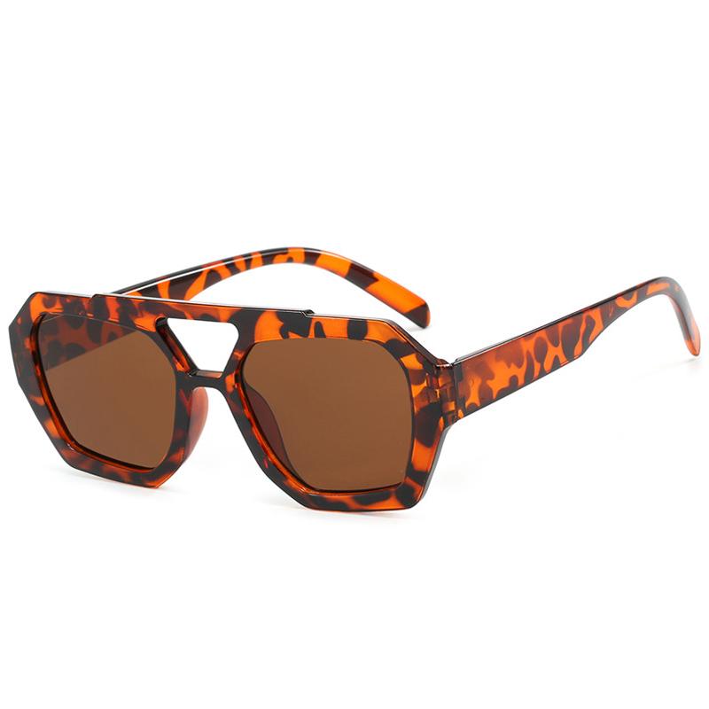 Vintage Square Sunglasses for Women Men Thick Frame Double Bridges Eyewear Female Fashion Polygon Sun Glasses