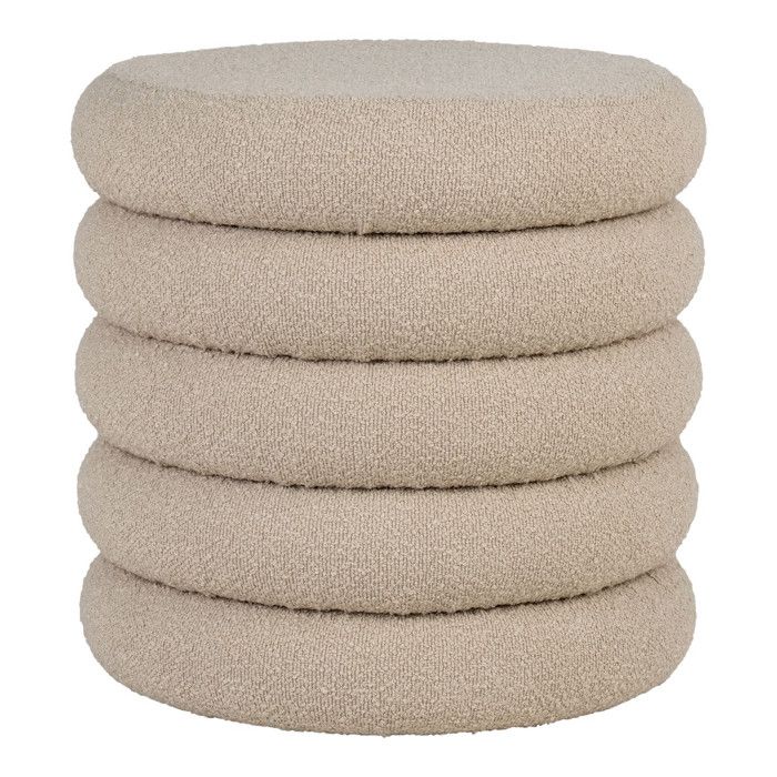 Pouf gris en polyester bouclé avec rangement Ø 44 cm