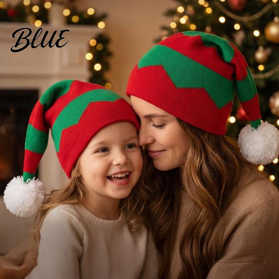 Christmas Knitted Hat Party Headwear Winter Warm Adults Kids Santa for Elf Holiday with Pom