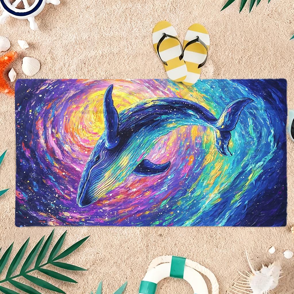 1PC Colorful Starry Whale Beach Towel Quick-drying Towel Suitable for Seaside Pool Camping Vacation Yoga For Family Friends