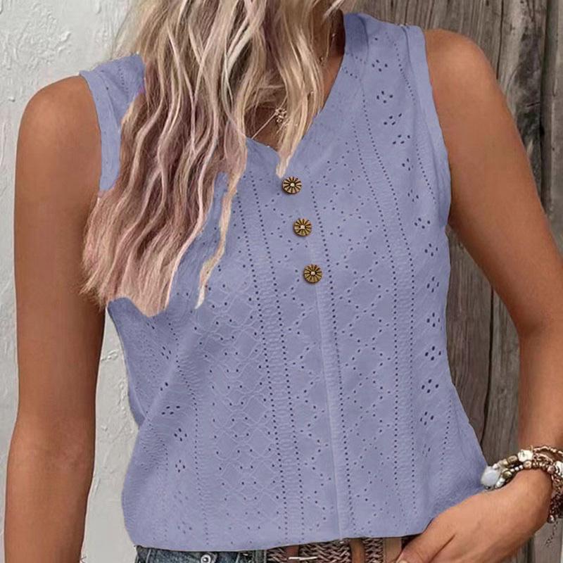 

Женский летний однотонный дышащий пуловер без рукавов с V-образным вырезом и жилетом XXXL фиолетовый