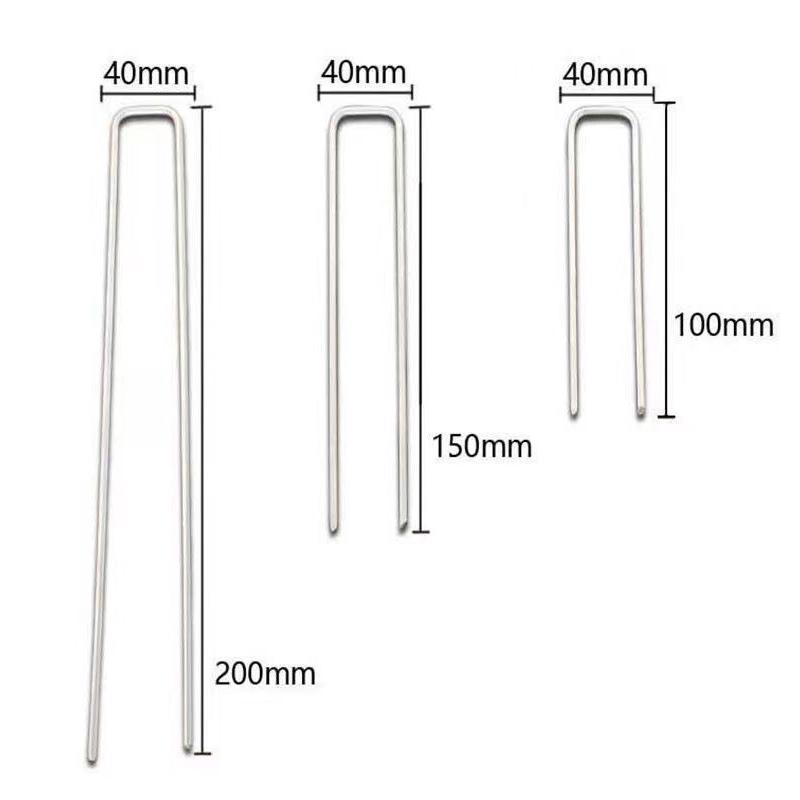 New 50PCS U-shaped Garden Staples Heavy-duty Fence Tubing Stakes Sod Pins Galvanized Landscape Spike For Holding Lawns Barrier