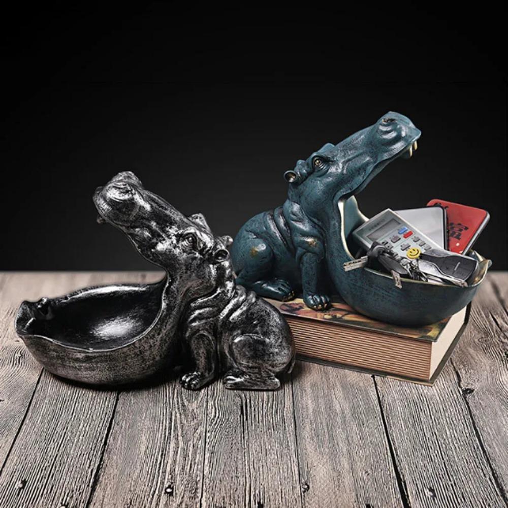 Harz Nilpferd Statue Skulptur Figur Schlüssel Süßigkeiten Aufbewahrung Ornamente Behälter Dekoration Zuhause Tischdekoration Zubehör Geschenk