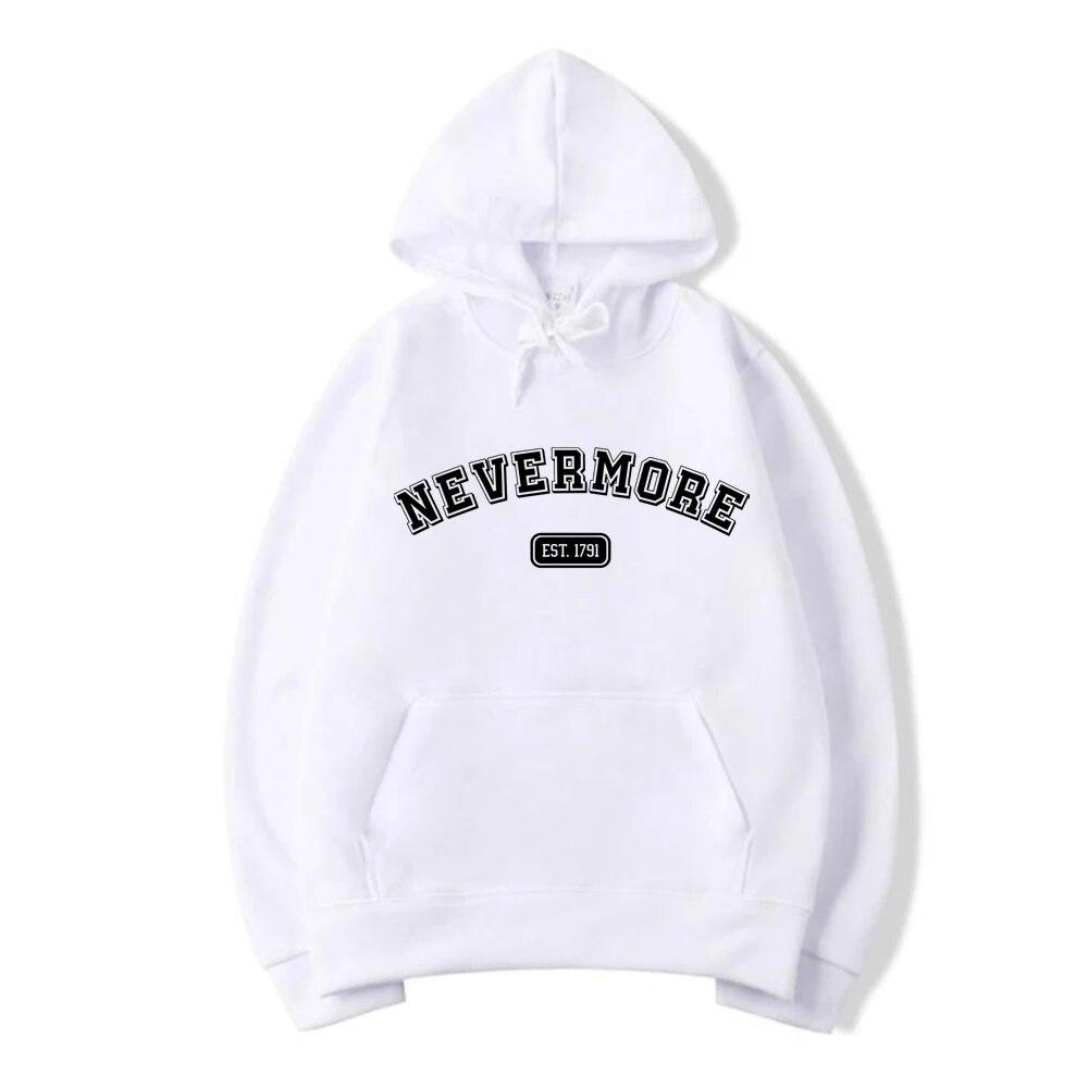 Sweat à Capuche Wednesday Addams - Licence Officielle Série Netflix - Motif Nevermore, Coupe Classique