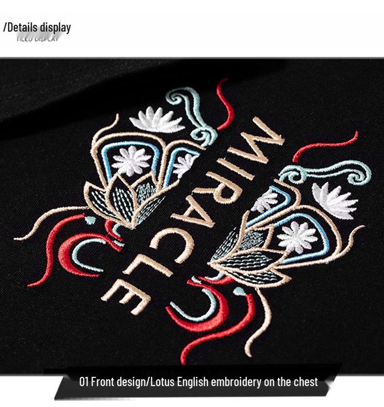 2024 Summer Men's Ethnic Style Embroidered Cotton Crew Neck T-shirt