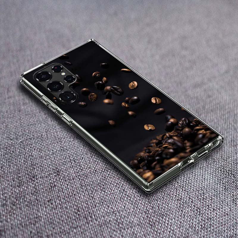 

Newly Baked Coffee Beans Clear Phone Case for Samsung Galaxy S24 S23 S21 Plus S20 FE S22 S26 Ultra S25 Edge TPU Capa Cases Cover Samsung S25 Ultra