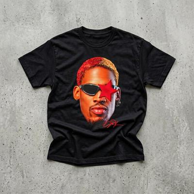 Dennis Rodman Grafik-T-Shirt: 90er Streetwear Retro Hiphop Rundhals-T-Shirt