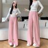 2024 Autumn Stripe Wide-Leg Maternity Pants - Loose, Floor-Length, Casual Fit