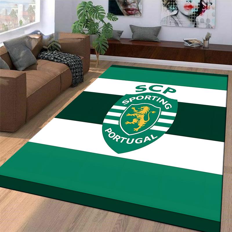 Green and White Carpet with SCP Sporting Portugal Logo Design Suitable for Use As an Anti-slip for Living Room Bedroom Sofas