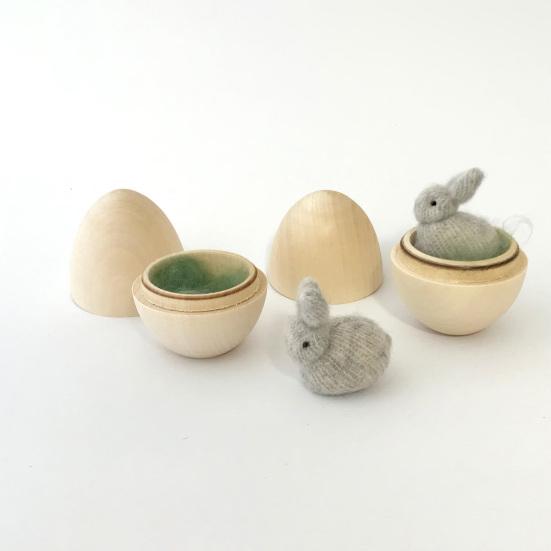 Coniglietti in Uova di Legno Coniglietto in Lana Miniatura nel Nido Riempimenti per Cesto di Pasqua Regalo per Feste