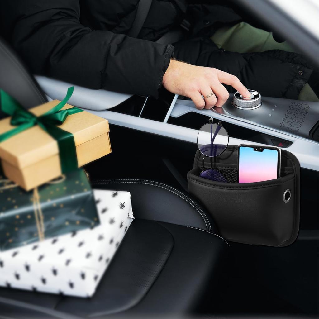 LEDMOMO Autoaufbewahrung Seitenaufbewahrung Multifunktionales Auto PU für Handy und Kleine Autoaufbewahrung Auto Zubehör Tasche, Beutel, Organizer, Leder, Handys, Schlüssel,