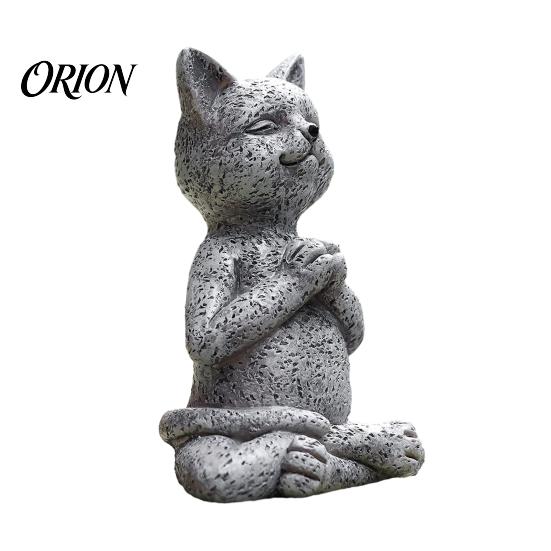 Regalo Único para Mascotas para Amantes del Jardín, Adorno de Figura de Animal para Meditación, Estatua Zen de Resina, Estatua Sentada Meditando para Alivio del Estrés, Gato/Perro/Rana