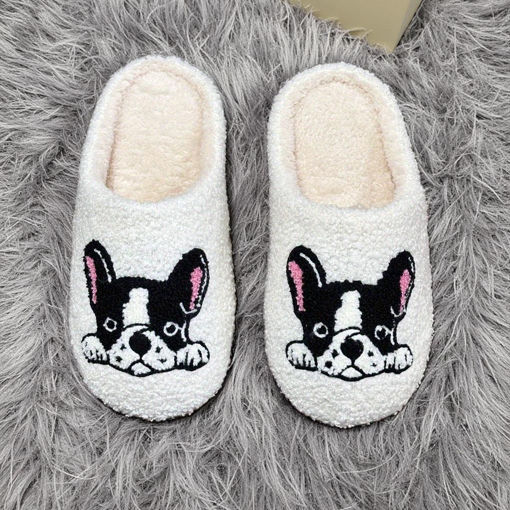 Fashion Platform Fluffy Slippers Women House Plush Cartoon Dog Designer Winter Shoes Girls Flats Home Fashion Casual zapatos de mujer