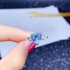 Open Ring Heart Shaped Sky Blue Topaz Gemstone Adjustable Fashion Jewelry for Women