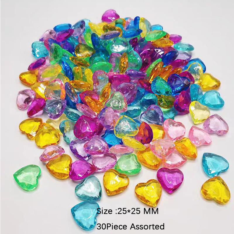 

30PCS 25MM Heart Shaped Acrylic Diamond Gems Pirate Treasure Party Favors Goodie Bags For Kids Birthday Small Presents