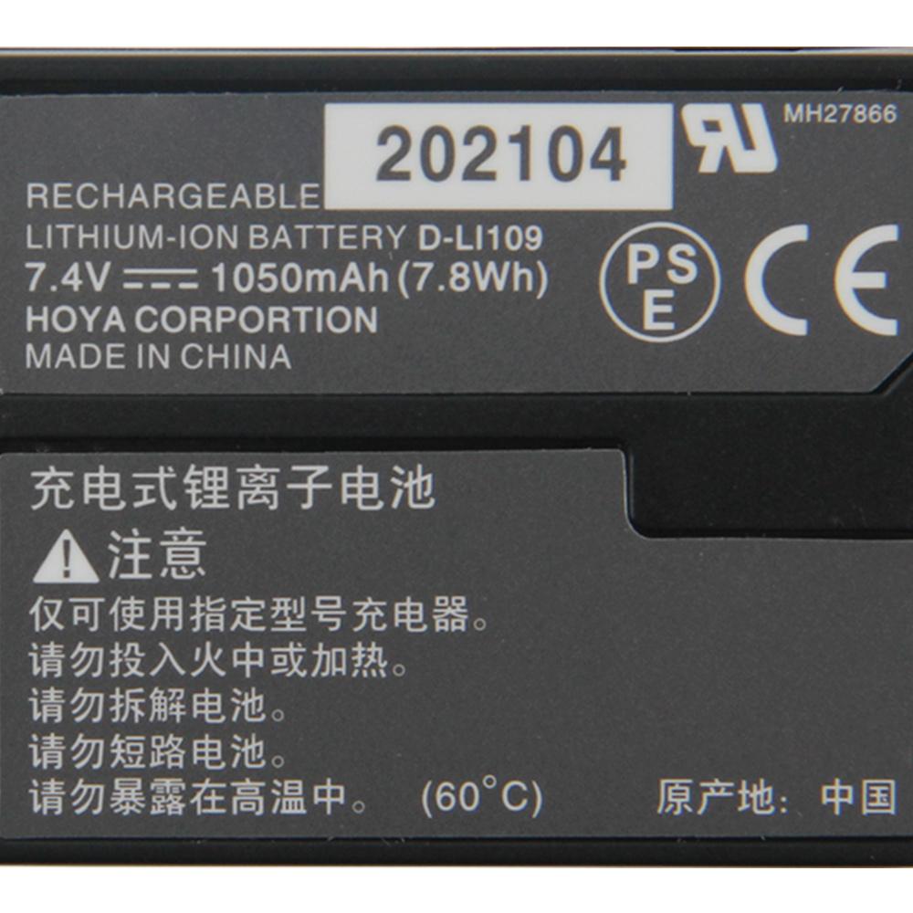 Replacement Battery D-LI109 For Pentax K30 K50 K70 K500 KR KS2 KS1 K-30 K-50 K-70 K-500 K-R K-S2 K-S1 1050mAh