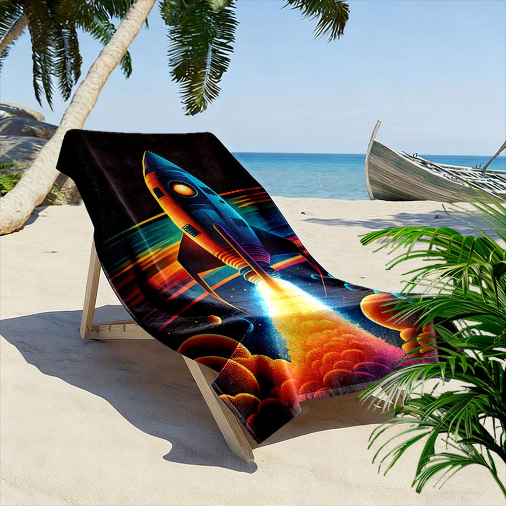 Vivid rocket dreamscape Print beach towel, quick drying, suitable for travel, outdoor sports, jogging, the beach and swimming, gift