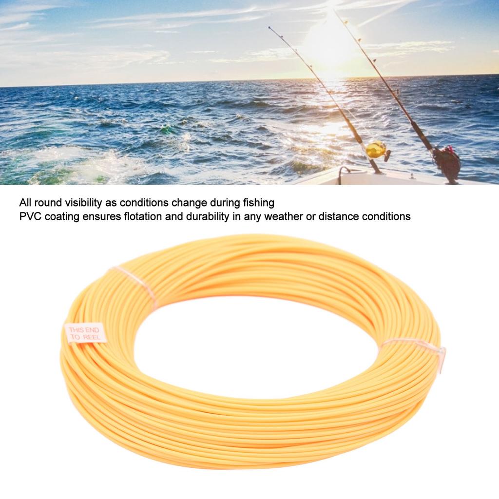 Fly Fishing Line 30.5M 100FT Weight Forward PVC Coating Nylon Orange Floating Fishing Line for Outdoor