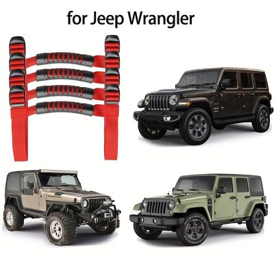 Pack of 4 Durable Polyamide Roll Bar Grab Handles for Jeep Wrangler - Non-Slip Grip, Easy Installation, Enhanced Safety