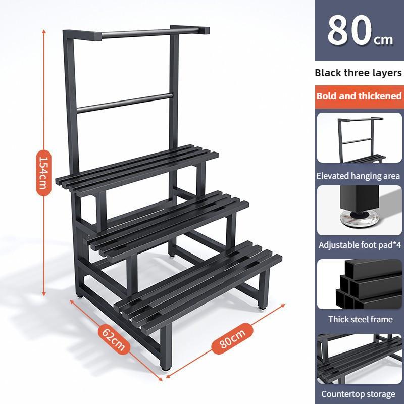 Stainless Steel Metal Flower Step Display Stands Balcony Flower Room Plant Rack Waterproof Multi-Layer Ladder Shelf