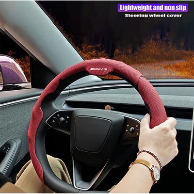 Car Steering Wheel Cover Breathable and Anti Slip Leather Handle Cover For Mercedes Benz AMG GLC W203 W206 W220 W205 W211 W212