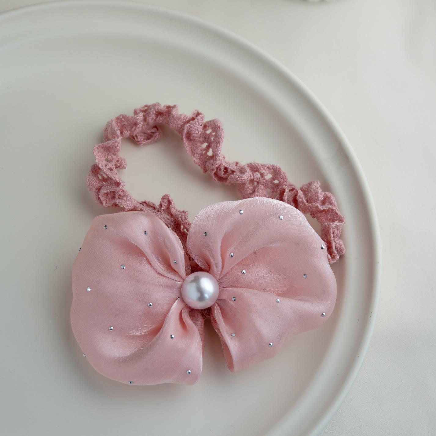 

Newborn Baby Girl Red Flower Rhinestone Satin Headband: First Birthday Hair Accessory