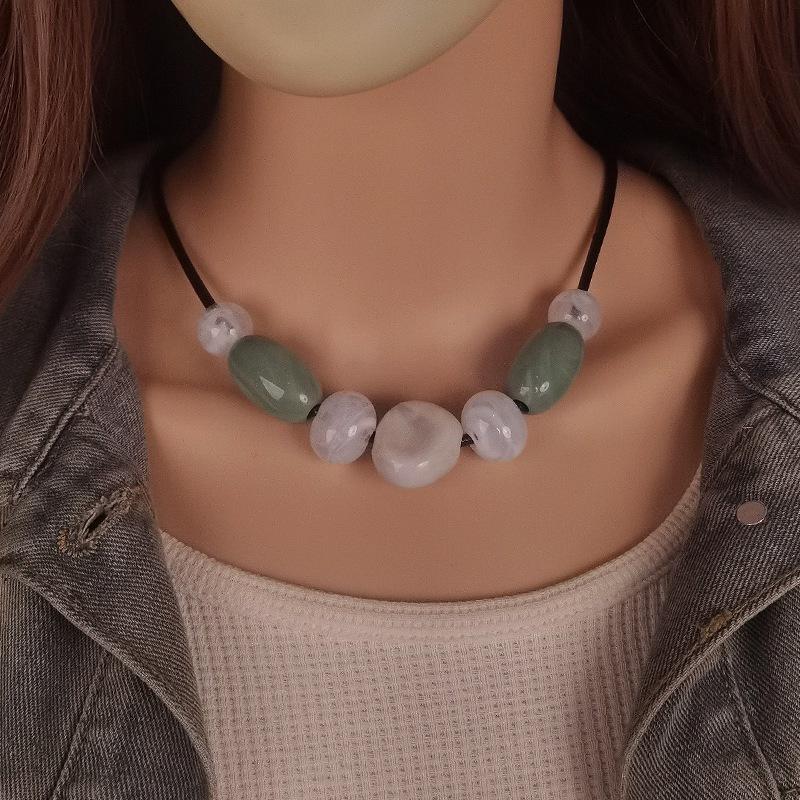 

Модное геометрическое акриловое ожерелье из бусин женское простое и универсальное новое корейское ожерелье аксессуары ожерелье конфетных цветов 47cm