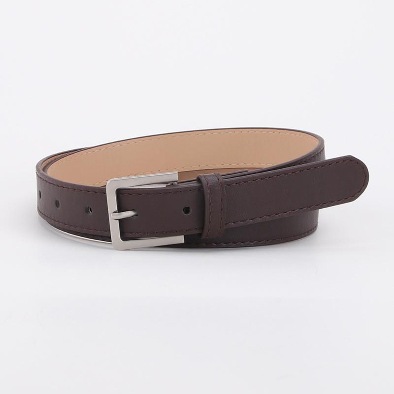 Minimalist Womens Pu Belt With Gold Alloy Buckle For Casual And Office Wear