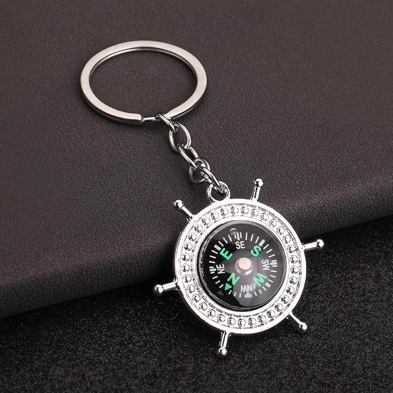 

7 Styles Compass Keychain Unisex Bag Decoration Anchor Cross Tower Metal Holder Pendent Key Ring Locomotive Cool Riding Jewelry